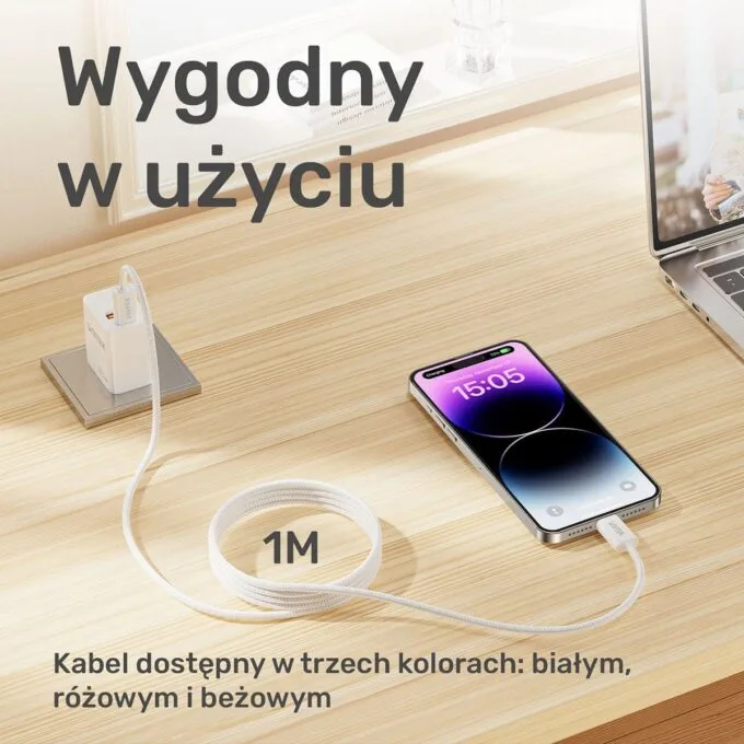 Unitek Cable magnetically rolled USB C PD 100W beige 1m — image 3
