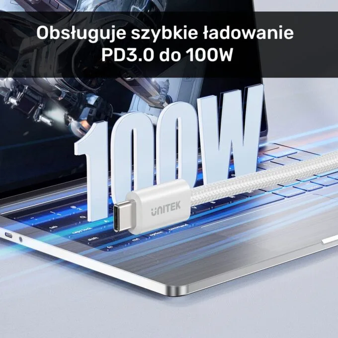 Unitek Cable magnetically rolled USB C PD 100W beige 1m — image 6