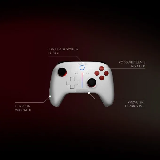 Rampage Hydra Pro Pad wireless RGB 2.4G Hall, magnetic discharges white — image 11