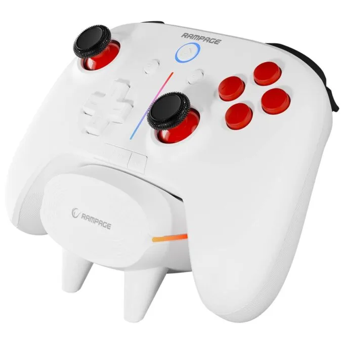 Rampage Hydra Pro Pad Wireless RGB 2.4G Hall, magnetic triggers with white charging station — image 1