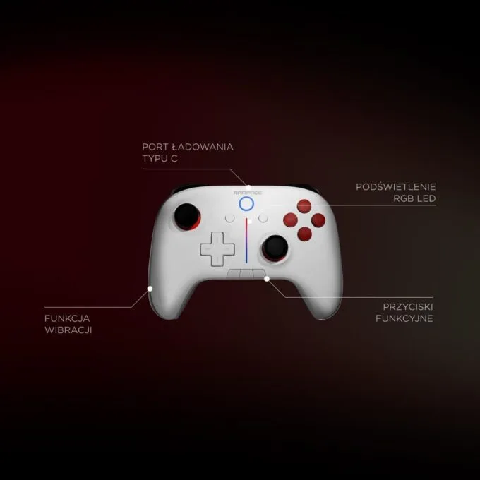 Rampage Hydra Pro Pad Wireless RGB 2.4G Hall, magnetic triggers with white charging station — image 12