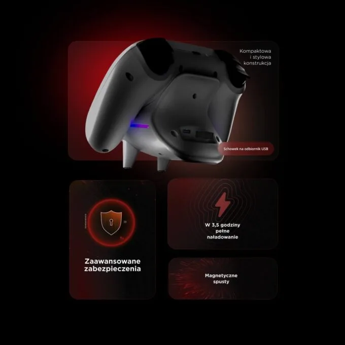 Rampage Hydra Pro Pad Wireless RGB 2.4G Hall, magnetic triggers with white charging station — image 13