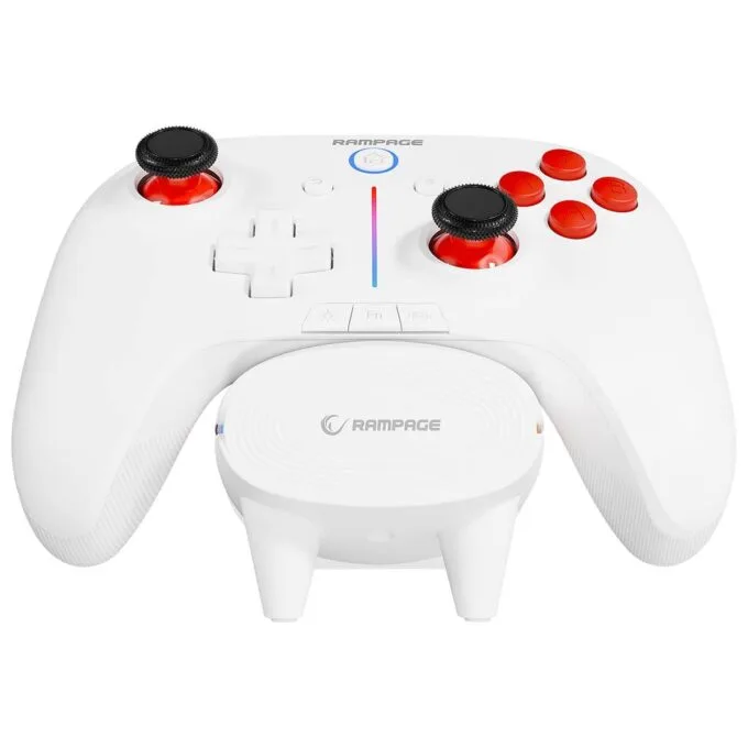 Rampage Hydra Pro Pad Wireless RGB 2.4G Hall, magnetic triggers with white charging station — image 2