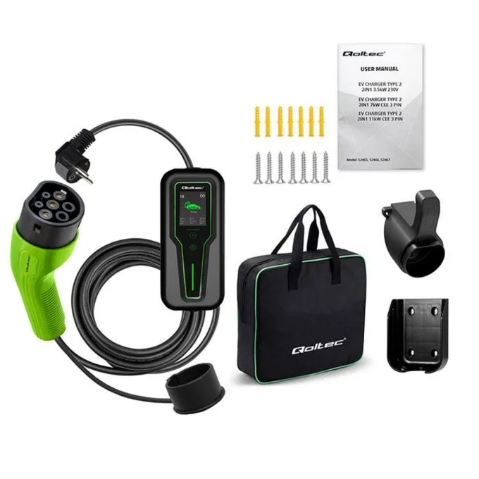 Qoltec Mobile charger for EV electric car with 2 in1 control Type2 | 3.5kW | 230V | LCD | Portable | Wallbox | 5m — image 5