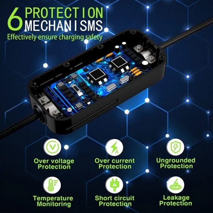 Qoltec Mobile charger for EV electric car with 2 in1 control Type2 | 3.5kW | 230V | LCD | Portable | Wallbox | 5m — image 6