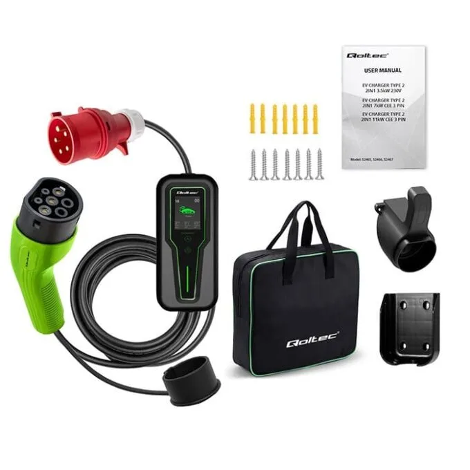Qoltec 2w1 Typ2 | 11kW | 3 Fazy | CEE 5 PIN| LCD |Przenośna | Wallbox | 5m — image 14
