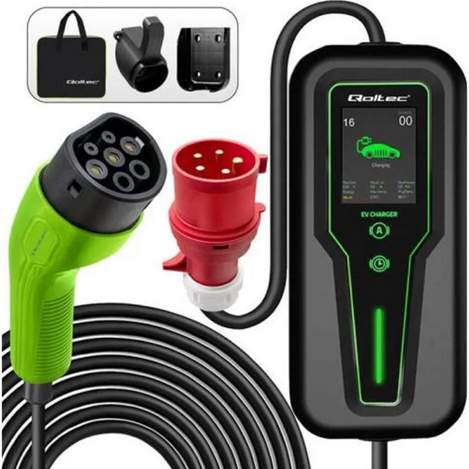 Qoltec 2w1 Typ2 | 11kW | 3 Fazy | CEE 5 PIN| LCD |Przenośna | Wallbox | 5m — image 2