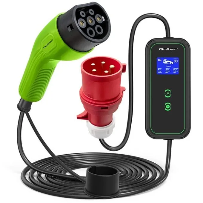 Qoltec Mobilna ładowarka do samochodu elektrycznego EV z regulacją 2w1 Typ2 | 11kW | CEE 5 PIN | Wi-fi| LCD | 3 fazy | Przenośna | Wallbox | 5m — image 15