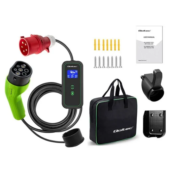 Qoltec Mobilna ładowarka do samochodu elektrycznego EV z regulacją 2w1 Typ2 | 11kW | CEE 5 PIN | Wi-fi| LCD | 3 fazy | Przenośna | Wallbox | 5m — image 5