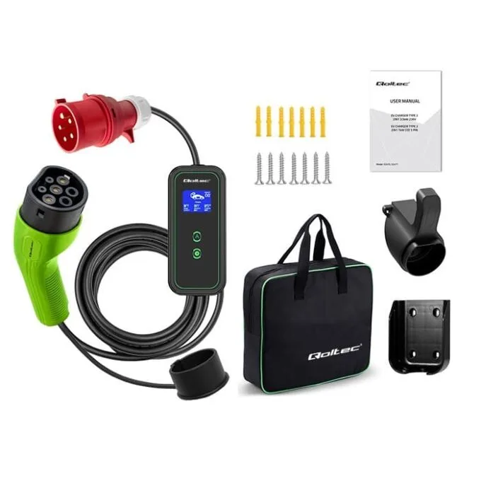 Qoltec Mobilna ładowarka do samochodu elektrycznego EV z regulacją 2w1 Typ2 | 11kW | CEE 5 PIN | Wi-fi| LCD | 3 fazy | Przenośna | Wallbox | 5m — image 7