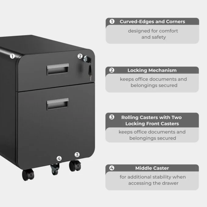 Lumivida File Cabinet Mobile with 2 Lockable Drawers CAB03-1 — image 5