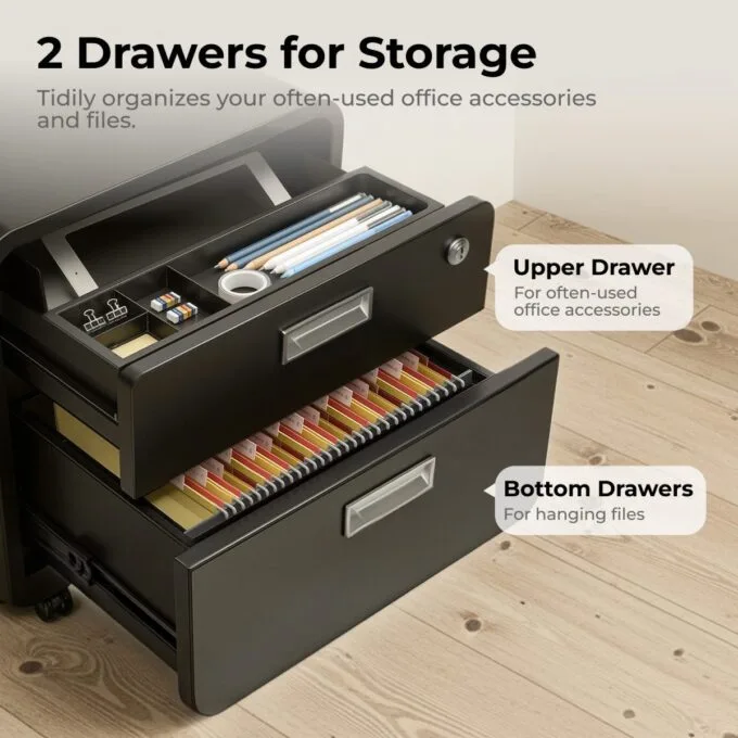 Lumivida File Cabinet Mobile with 2 Lockable Drawers CAB03-1 — image 7