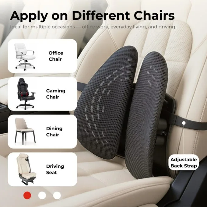 Lumivida Ergonomic Lumbar Support Cushion Ergonomic with Breathable Mesh Cover RLC03-1 — image 4