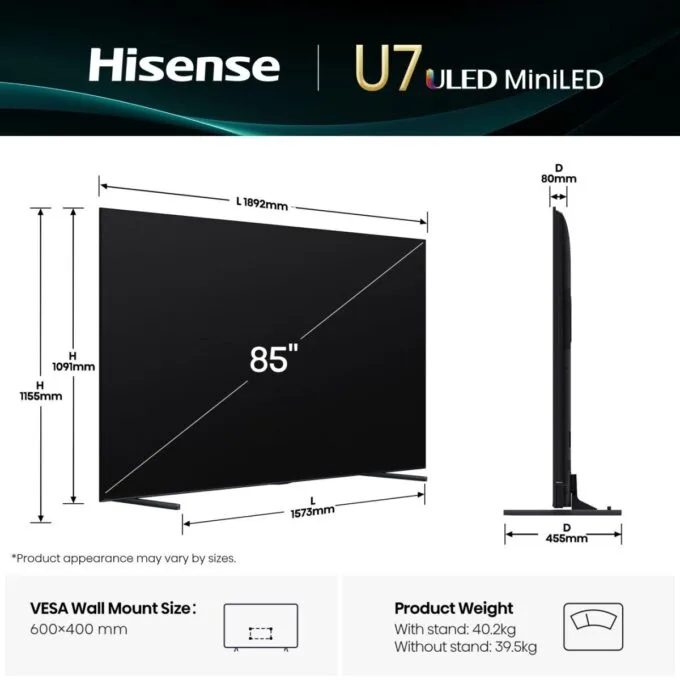Hisense 85U8Q 85'' 4K Smart QLED MINI LED 144hz TV — image 25