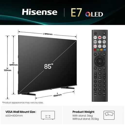 Hisense 85E7Q 85'' 4K Smart QLED TV — image 11