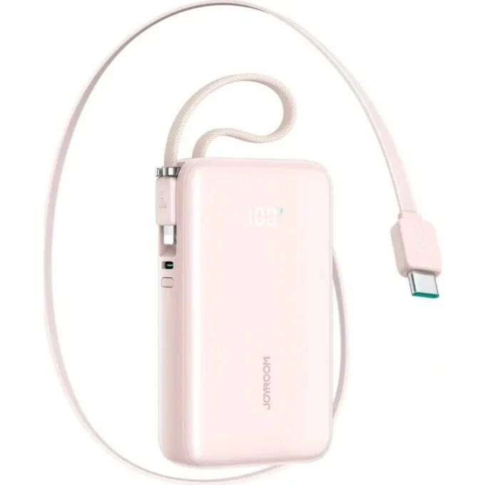 Joyroom JR-PR2L 10000 mAh 35W with integrated USB-C Lightning pink cable — image 1