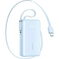 Joyroom JR-PR2L 10000 mAh 35W z wbudowanym zwijanym kablem USB-C Lightning niebieski