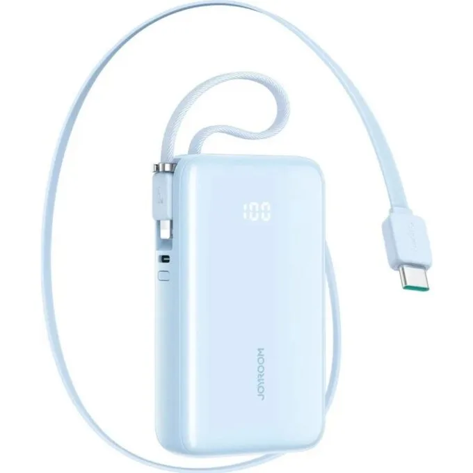 Joyroom JR-PR2L 10000 mAh 35W z wbudowanym zwijanym kablem USB-C Lightning niebieski — image 1