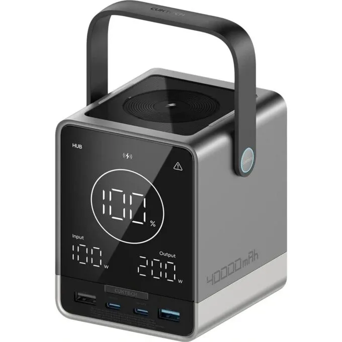 Cuktech 300W 40000 mAh with wireless charging 2x USB-C + 2x USB-A black — image 1