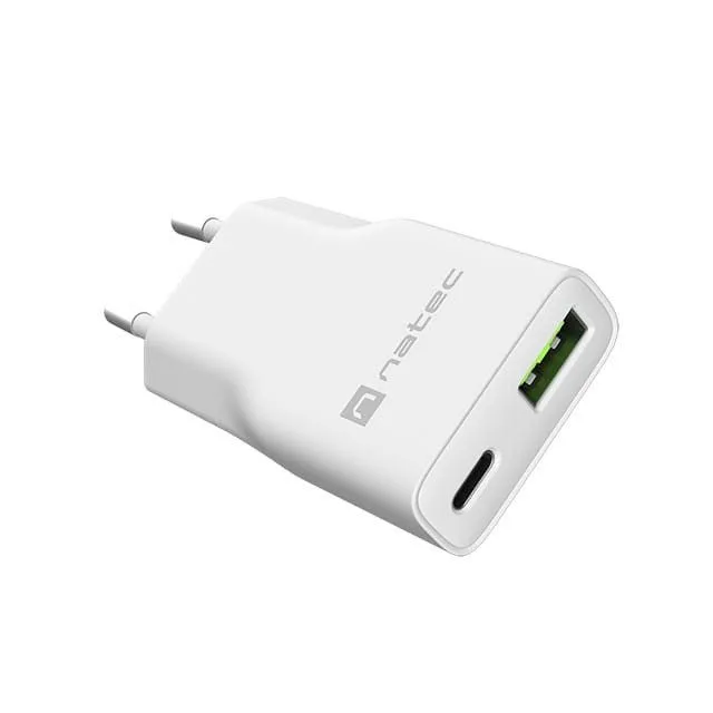 Natec Ribera GAN Slim 20W USB-A USB-C white — image 1