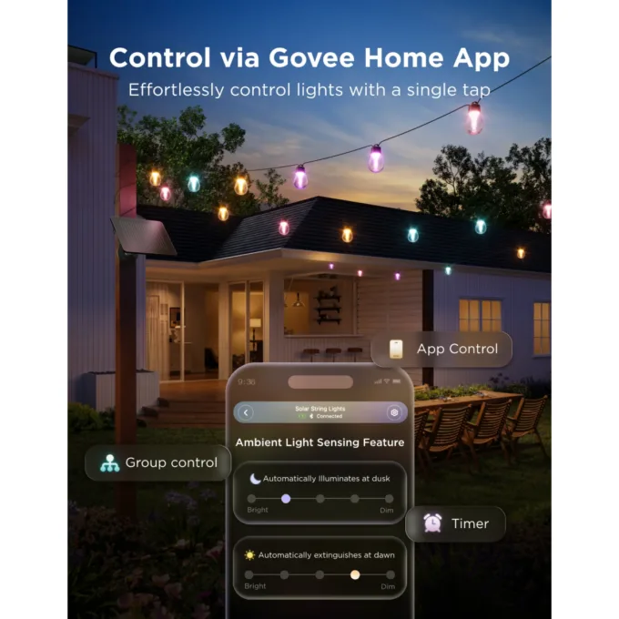 Govee Outdoor Smart RGBICW With Solar Charge 10m (Solar String Lights) — image 5