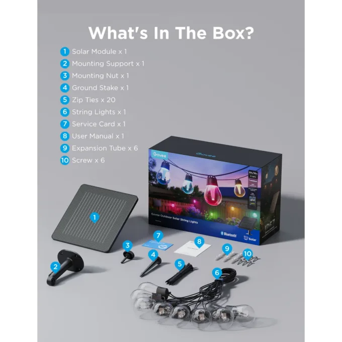 Govee Outdoor Smart RGBICW With Solar Charge 10m (Solar String Lights) — image 7