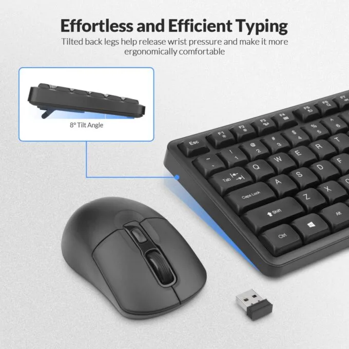 Rii Keyboard & Mouse Wireless 2.4GHz Combo Full Sized Silent RK209 — image 4