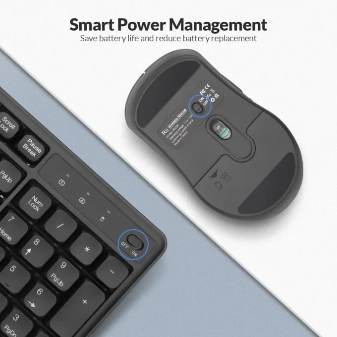 Rii Keyboard & Mouse Wireless 2.4GHz Combo Full Sized Silent RK209 — image 5