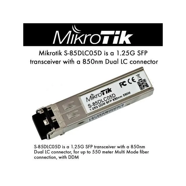 MikroTik S-85DLC05D 1.25G SFP Transceiver Dual LC  550m MM — image 2
