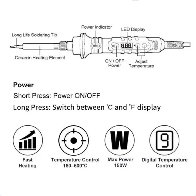 Proskit Soldering Iron with Digital Temp.Control 150W SI-253 — image 3