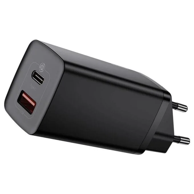 Baseus GaN2 Lite, USB + USB-C, 65W, EU (black) — image 1