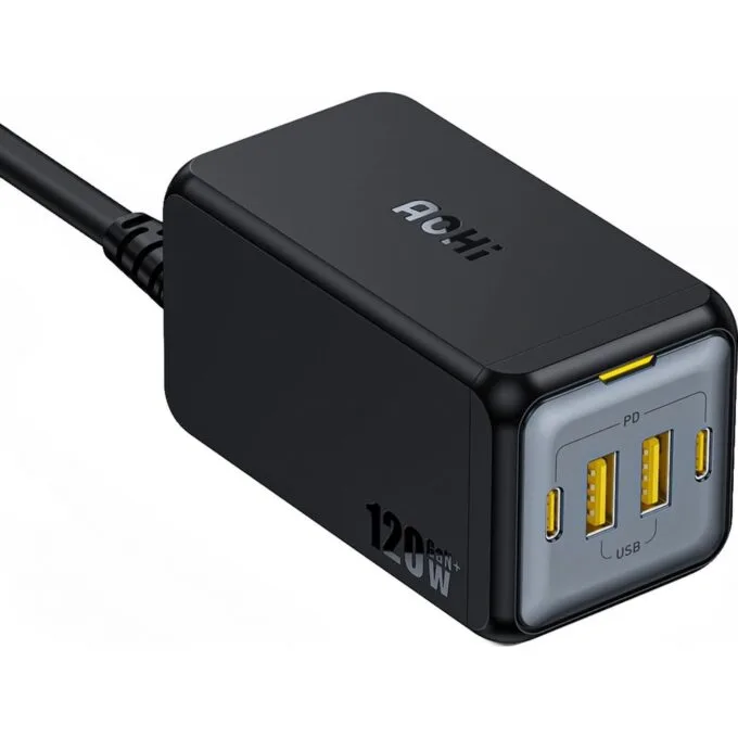 AOHI AOC-C006 120W, 2x USB-C, 2x USB-A (black) — image 1