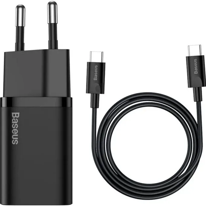 Baseus Super Si Quick Charger 1C 25W with USB-C cable for USB-C 1m (black) — image 1