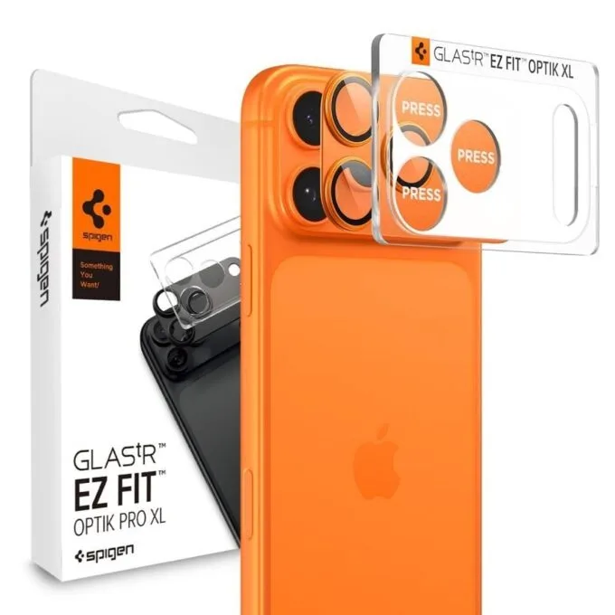 Spigen Optik Pro XL GLAS.TR “EZ FIT” Camera Protector for Apple iPhone 17 Pro Max Orange — image 1