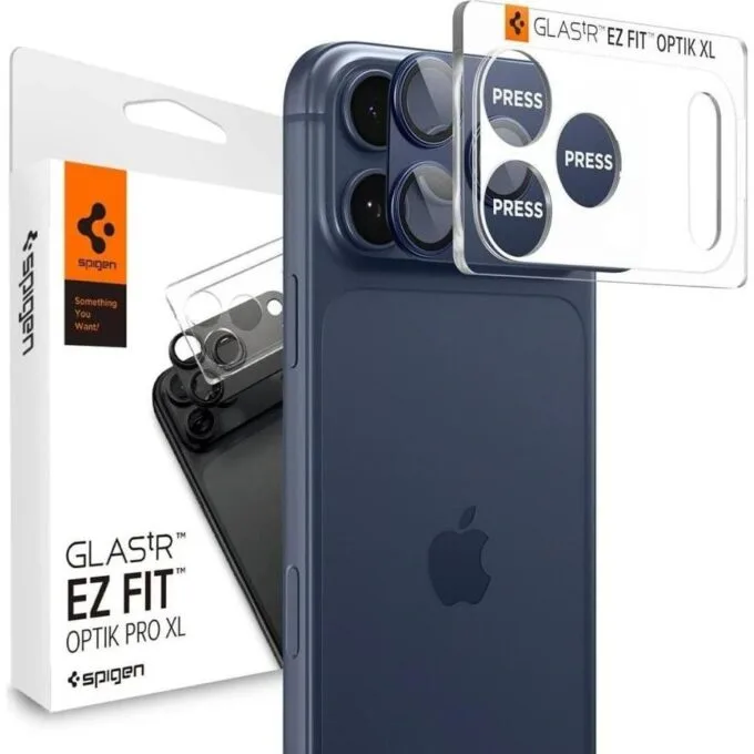 Spigen Optik Pro XL GLAS.TR “EZ FIT” Camera Protector for Apple iPhone 17 Pro Max blue — image 1