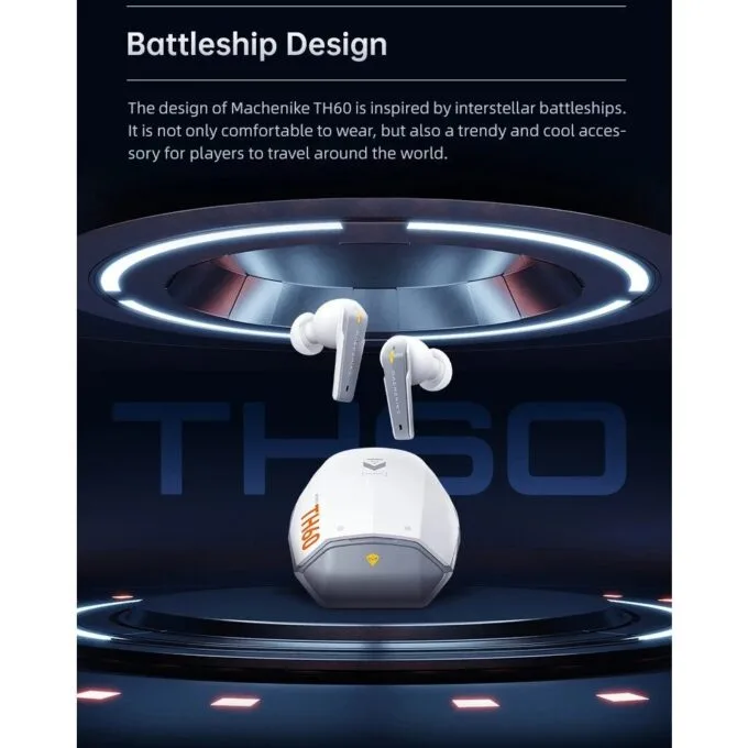Machenike TWS Earphones TH60 , Ultra-Low Latency, Active Noise Cancelling Mic, 36-Hour Battery Life, IPX5 , VR, Switch, Pc, Phone, White — image 7