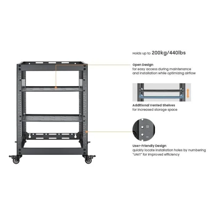Lumivida 12U Open Frame Server Rack CAB-017-12U — image 8