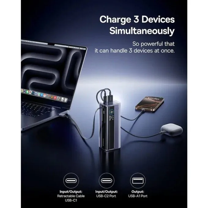 Baseus Powerbank 100W 10000mAh EnerGeek GR11 with Retractable Cable Grey — image 6