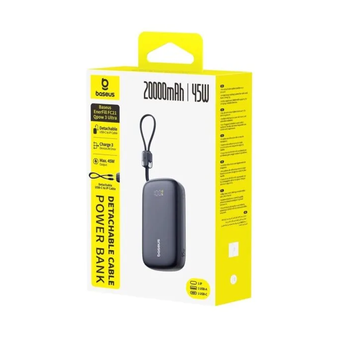 Baseus Powerbank 45W 20000mAh Display EnerFill FC21 Qpow 3 Ultra Black — image 4