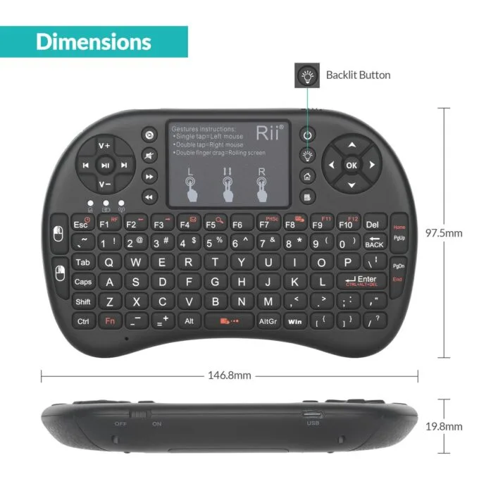 Rii Mini Keyboard Wireless 2.4GHz with Touchpad i8+ — image 5