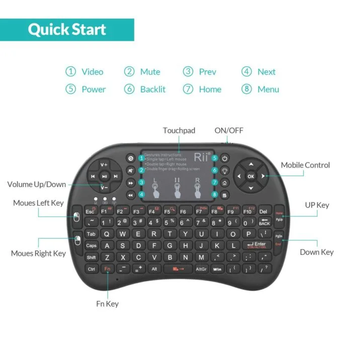 Rii Mini Keyboard Wireless 2.4GHz with Touchpad i8+ — image 4