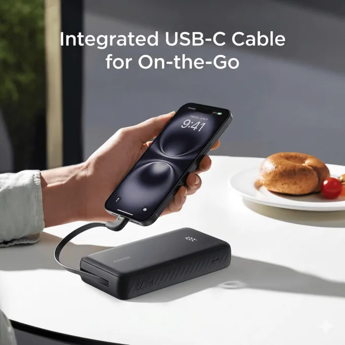 Anker Mobile Powerbank 20000 22.5W Built-In USB-C Cable Black — image 5