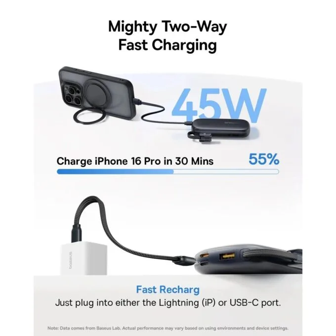 Baseus Powerbank 45W 10000mAh Display EnerFill FC21 Qpow 3 Ultra Black — image 4