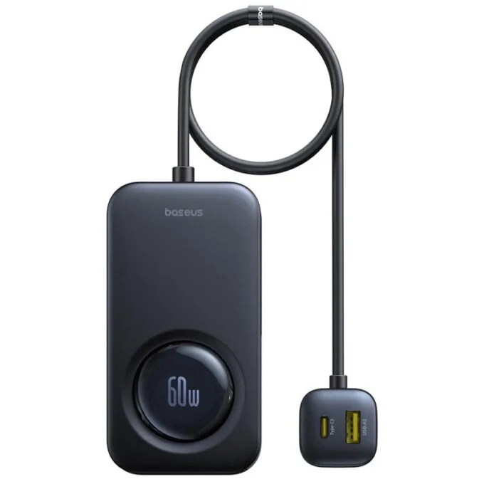 Baseus Car Charger 60W PrimeTrip VW1 With Retractable Cable Black — image 1