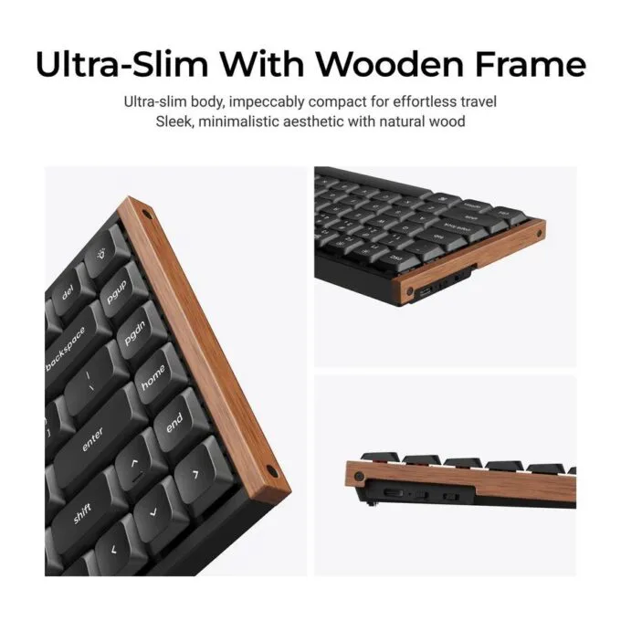 Keychron K3 Ultra (K3U-H1) QMK 8K Wireless Mechanical Keyboard Red Switch Low Profile Wood Frame 75% — image 6