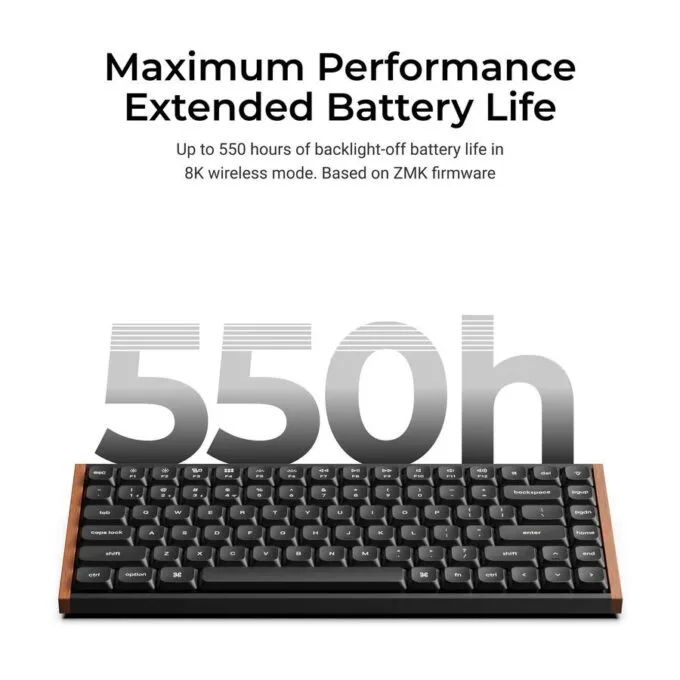 Keychron K3 Ultra (K3U-H3) QMK 8K Wireless Mechanical Keyboard Brown Switch Low Profile Wood Fr. 75% — image 4