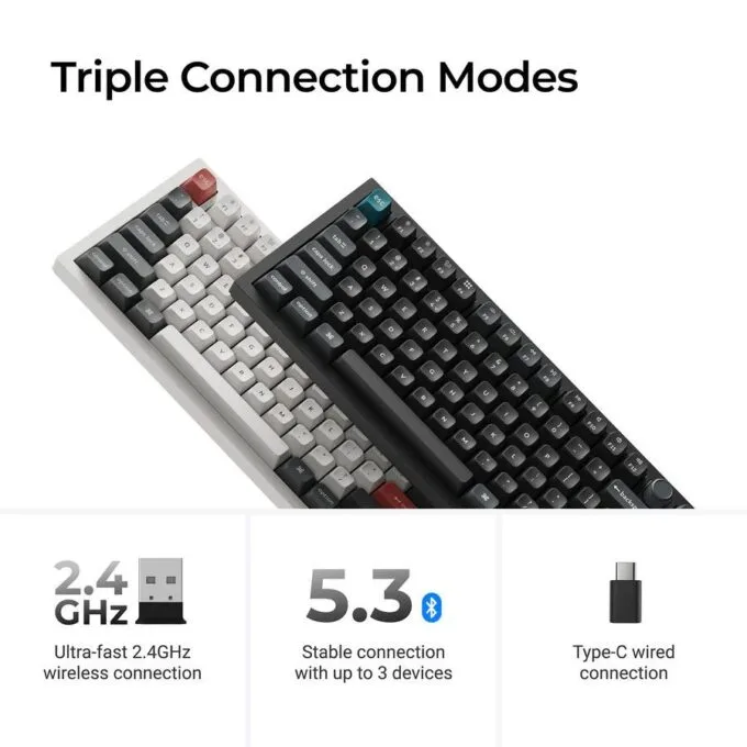 Keychron Q6 Ultra (Q6U-P1) ZMK RGB 8K Wireless Custom Mechanical Keyboard-Red Switch 100% US White — image 2