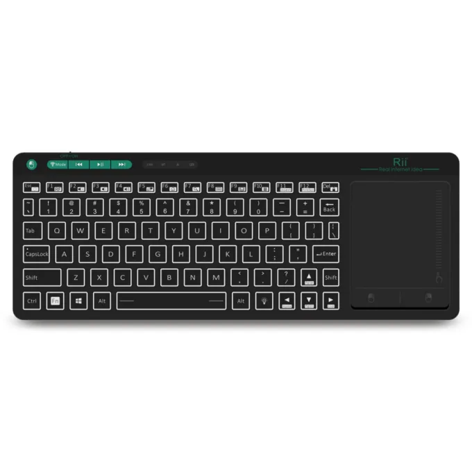 Rii Mini Keyboard Wireless 2.4GHz & Bluetooth with Large Touchpad & Media Keys RGB RT518S — image 1