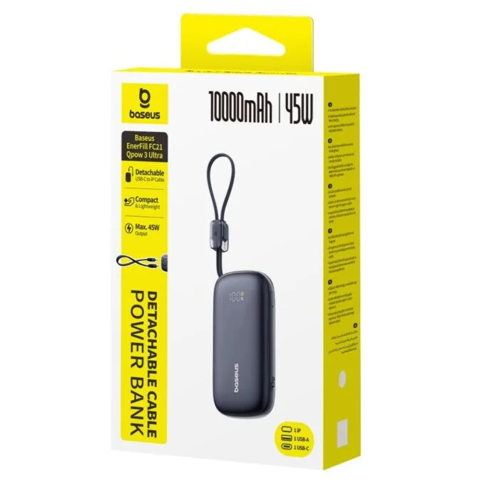 Baseus Powerbank 45W 10000mAh Display EnerFill FC21 Qpow 3 Ultra Black — image 5