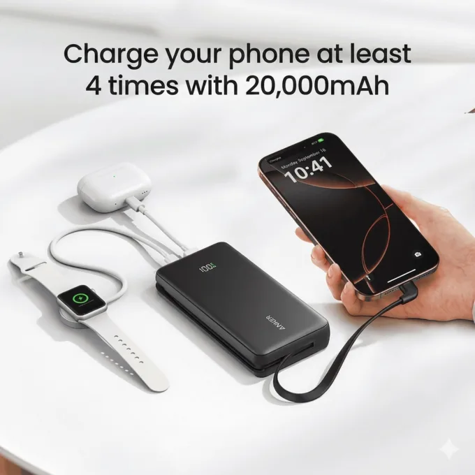 Anker Mobile Powerbank 20000 22.5W Built-In USB-C Cable Black — image 6